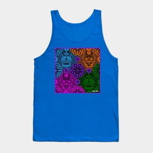 the sugar skull picnic in kawaii paper mandala wallpaper art ecopop Tank Top